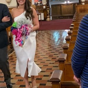 ASOS DESIGN Tall one shoulder tucked peplum pencil